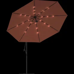 MAISON EXCLUSIVE - Parasol de jardin en porte-à-faux avec lumières led terre cuite