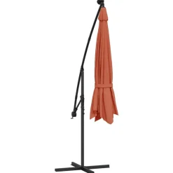MAISON EXCLUSIVE - Parasol de jardin en porte-à-faux avec lumières led terre cuite