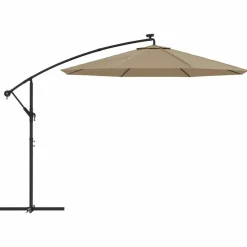 MAISON EXCLUSIVE - Parasol de jardin en porte-à-faux et lumières led mât en acier