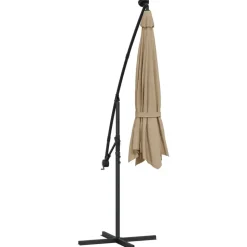 MAISON EXCLUSIVE - Parasol de jardin en porte-à-faux et lumières led mât en acier