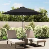 MAISON EXCLUSIVE - Parasol d'extérieur avec lumières led et mât en acier noir