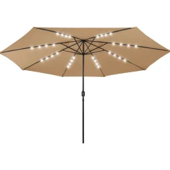 MAISON EXCLUSIVE - Parasol de jardin avec lumières led et mât en métal 400cm taupe