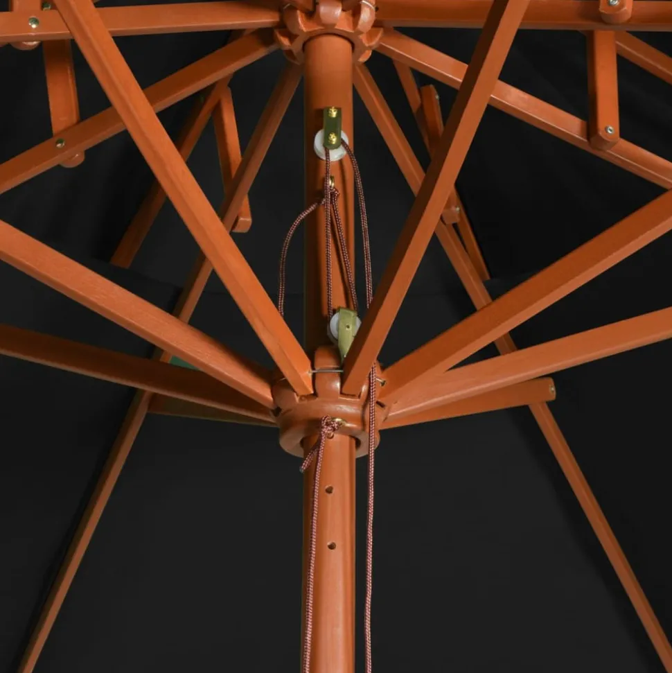 MAISON EXCLUSIVE - Parasol à deux étages avec mât en bois noir 270 cm
