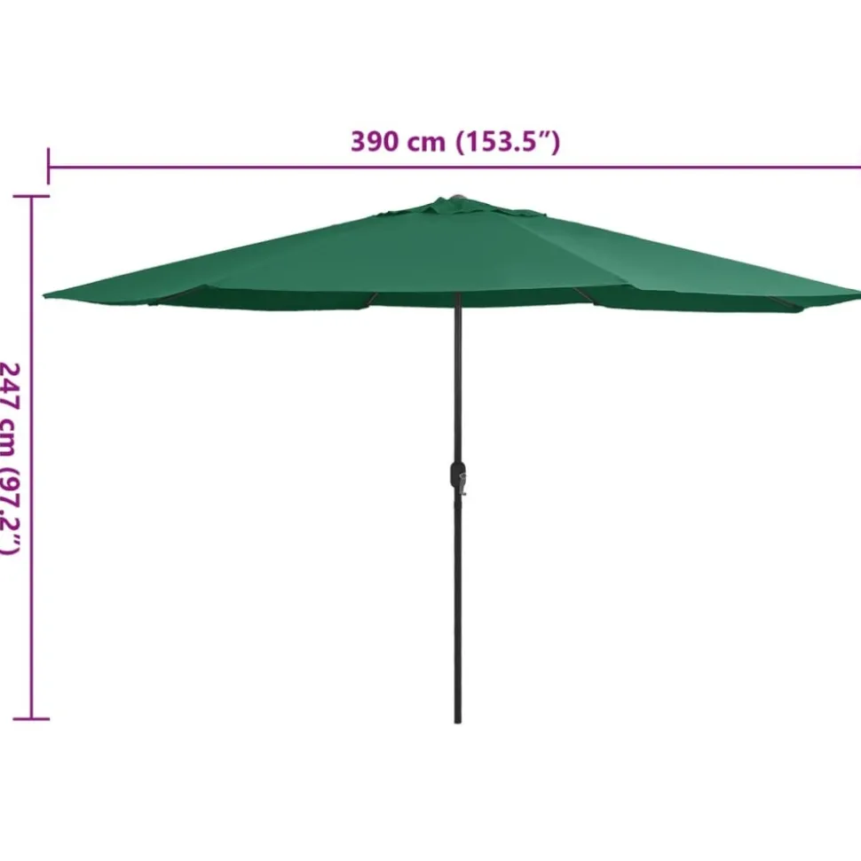 MAISON EXCLUSIVE - Parasol de jardin avec mât en métal 390 cm vert