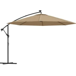 MAISON EXCLUSIVE - Parasol de jardin en porte-à-faux et lumières led mât en métal