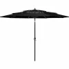 MAISON EXCLUSIVE - Parasol de jardin à 3 niveaux avec mât en aluminium noir 3 m