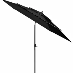 MAISON EXCLUSIVE - Parasol de jardin à 3 niveaux avec mât en aluminium noir 3 m