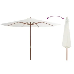 MAISON EXCLUSIVE - Parasol d'extérieur avec mât en bois 350 cm blanc sable