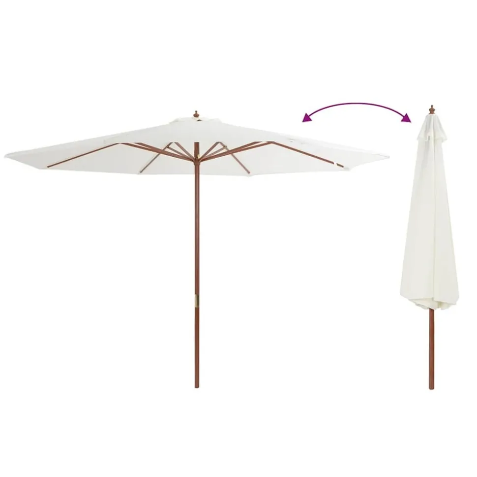 MAISON EXCLUSIVE - Parasol d'extérieur avec mât en bois 350 cm blanc sable