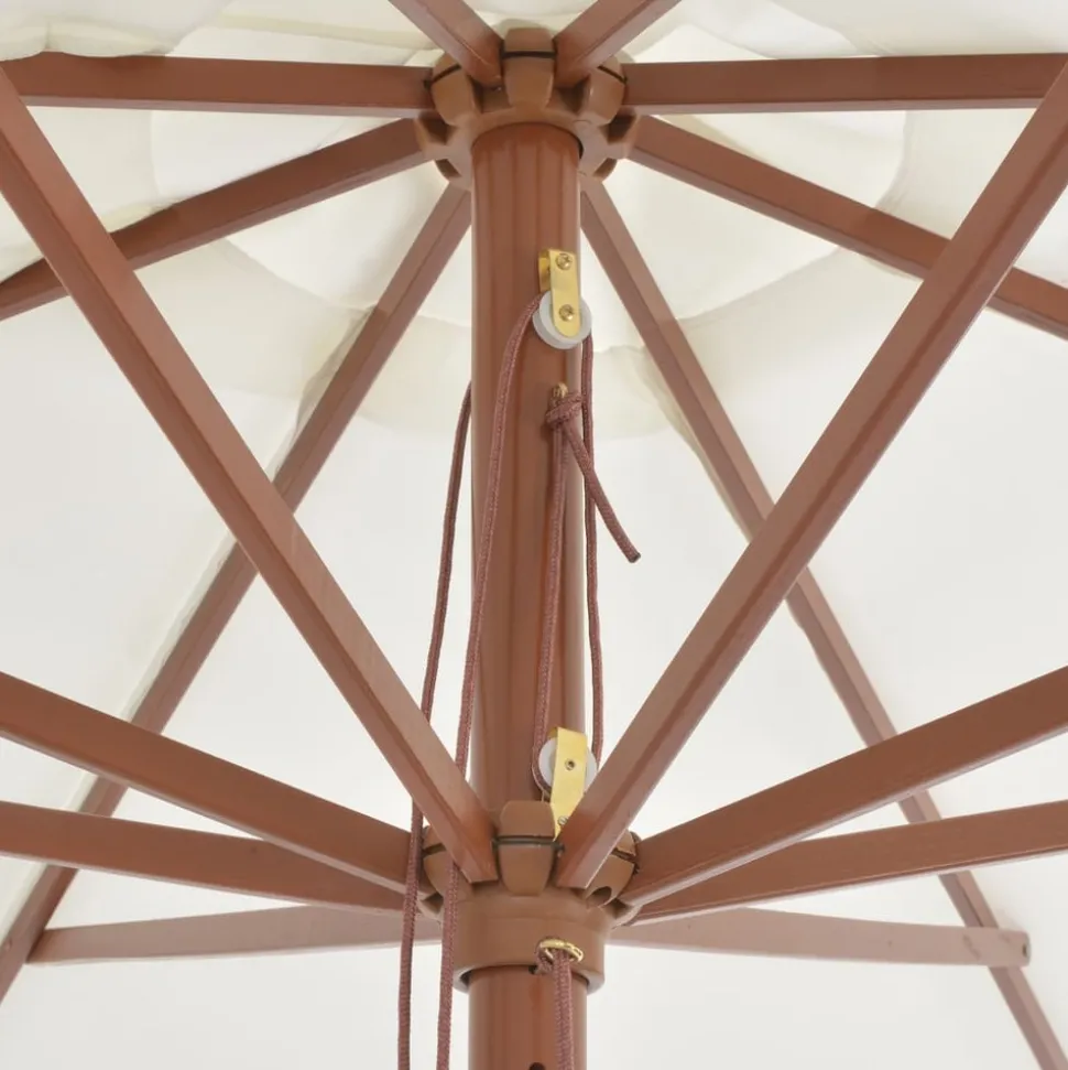 MAISON EXCLUSIVE - Parasol d'extérieur avec mât en bois 350 cm blanc sable