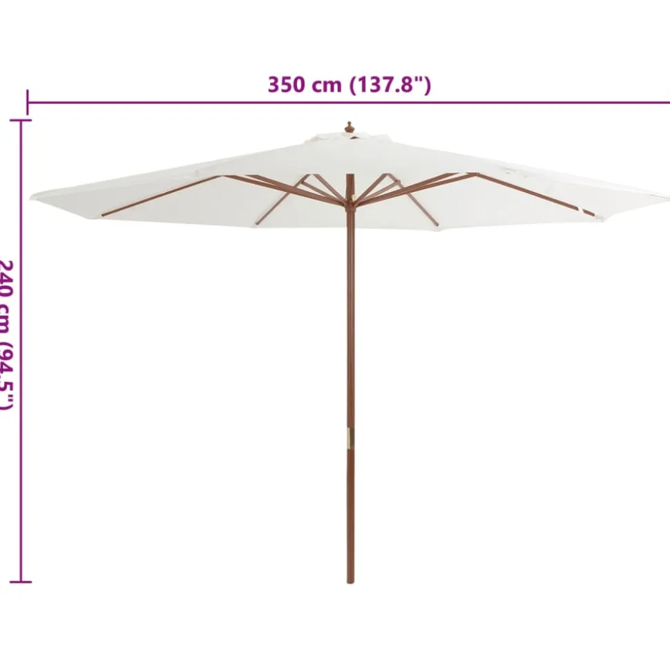MAISON EXCLUSIVE - Parasol d'extérieur avec mât en bois 350 cm blanc sable