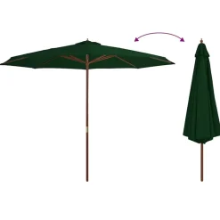 MAISON EXCLUSIVE - Parasol d'extérieur avec mât en bois 350 cm vert