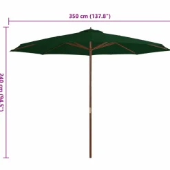 MAISON EXCLUSIVE - Parasol d'extérieur avec mât en bois 350 cm vert