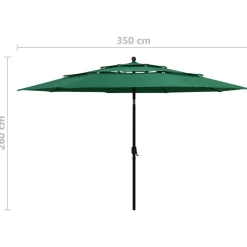 MAISON EXCLUSIVE - Parasol de jardin à 3 niveaux avec mât en aluminium vert 3,5 m