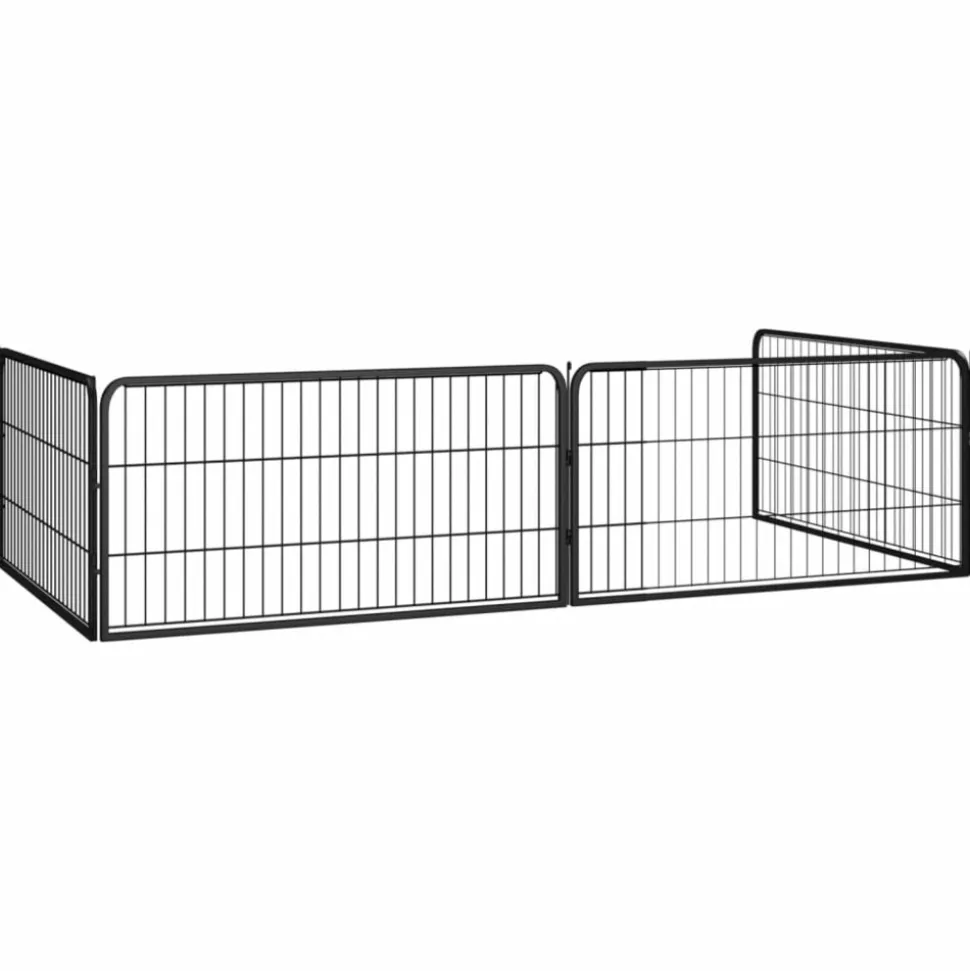 MAISON EXCLUSIVE - Parc pour chien 4 panneaux noir 100x50cm acier enduit de poudre