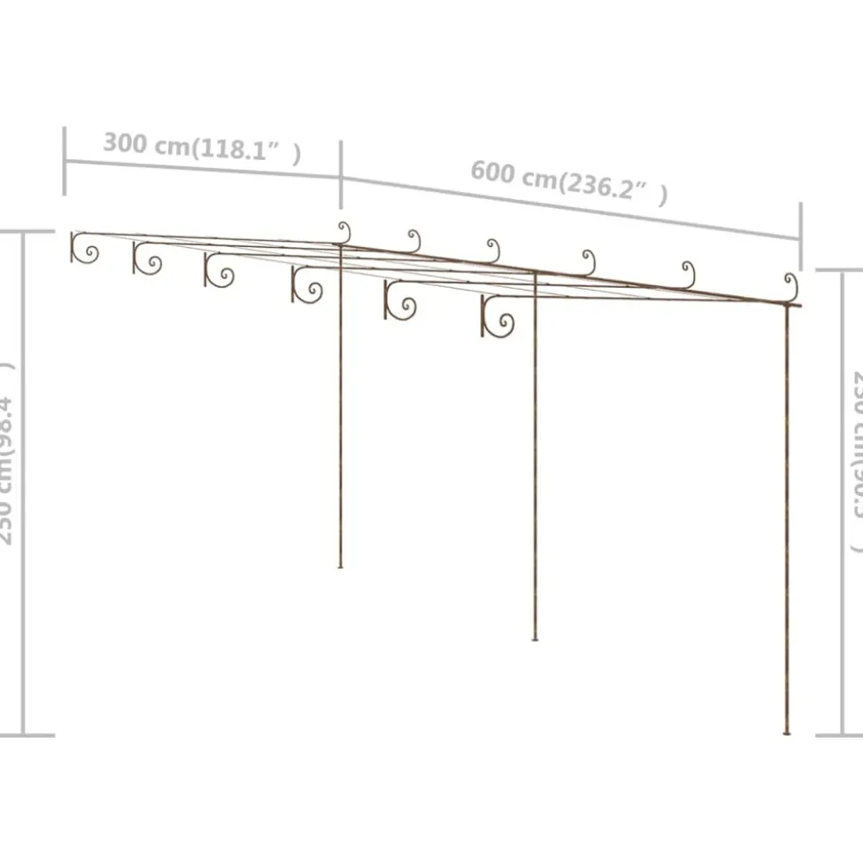 MAISON EXCLUSIVE - Pergola de jardin marron antique 6x3x2,5 m fer