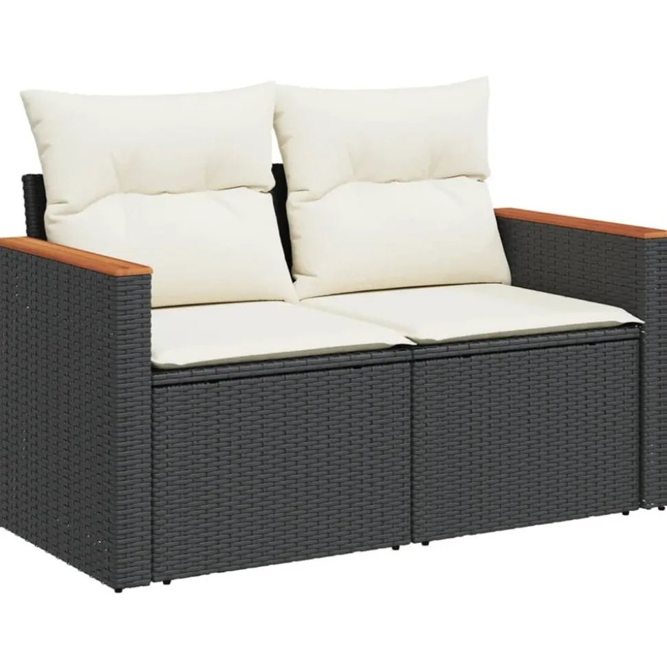 MAISON EXCLUSIVE - Salon de jardin 12 pcs avec coussins noir résine tressée