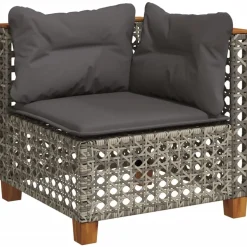 MAISON EXCLUSIVE - Salon de jardin 8 pcs avec coussins gris résine tressée