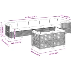MAISON EXCLUSIVE - Salon de jardin 8 pcs avec coussins gris résine tressée