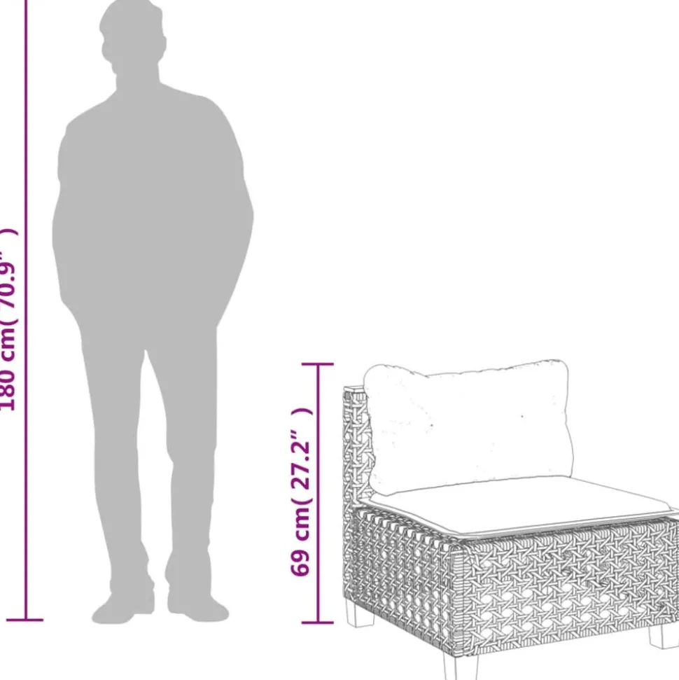 MAISON EXCLUSIVE - Salon de jardin 8 pcs avec coussins gris résine tressée