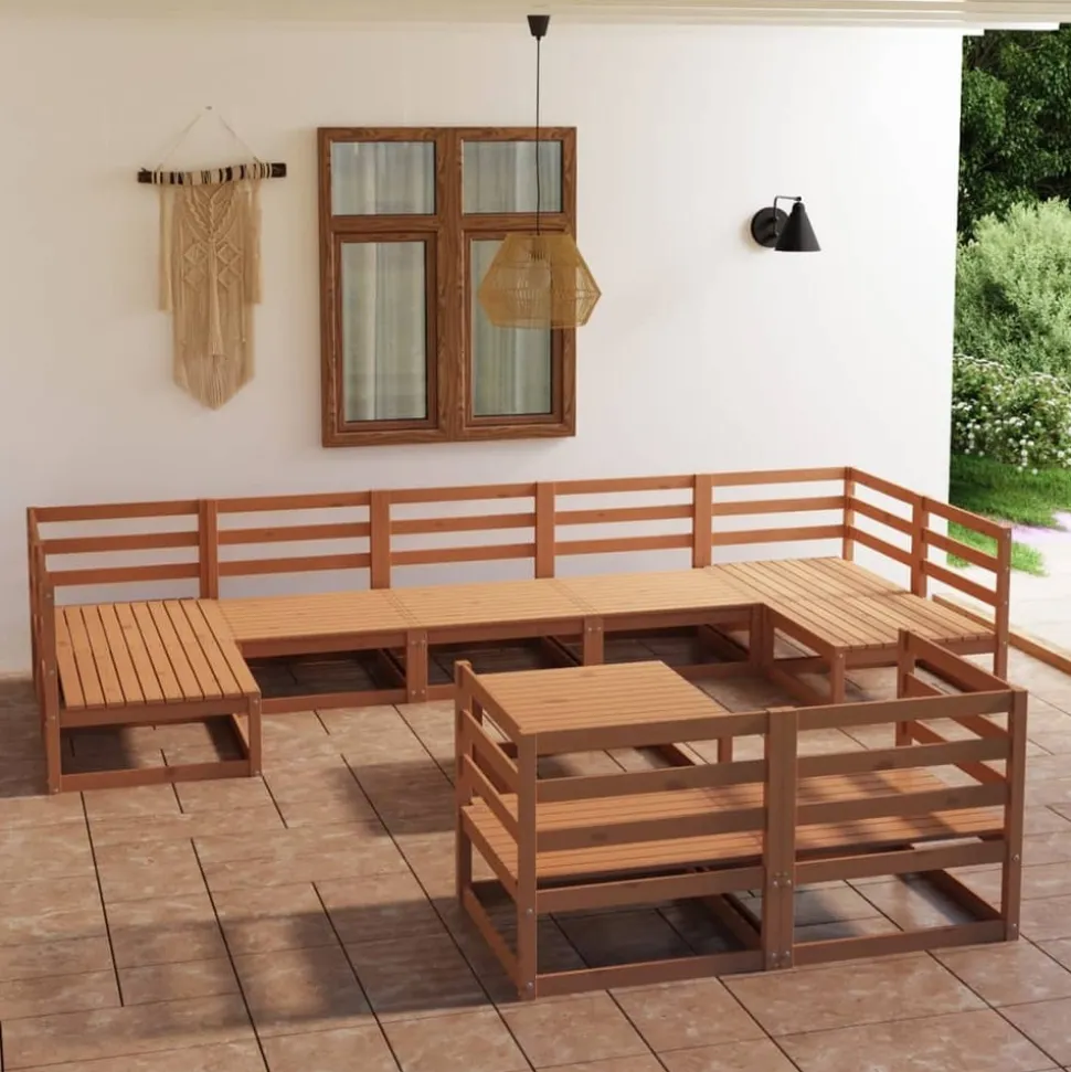 MAISON EXCLUSIVE - Salon de jardin 10 pcs bois de pin massif