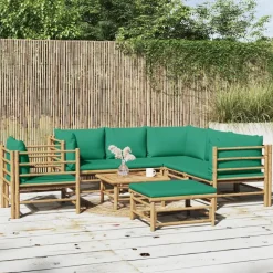MAISON EXCLUSIVE - Salon de jardin 8 pcs avec coussins vert bambou