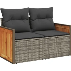 MAISON EXCLUSIVE - Salon de jardin avec coussins 13 pcs gris résine tressée