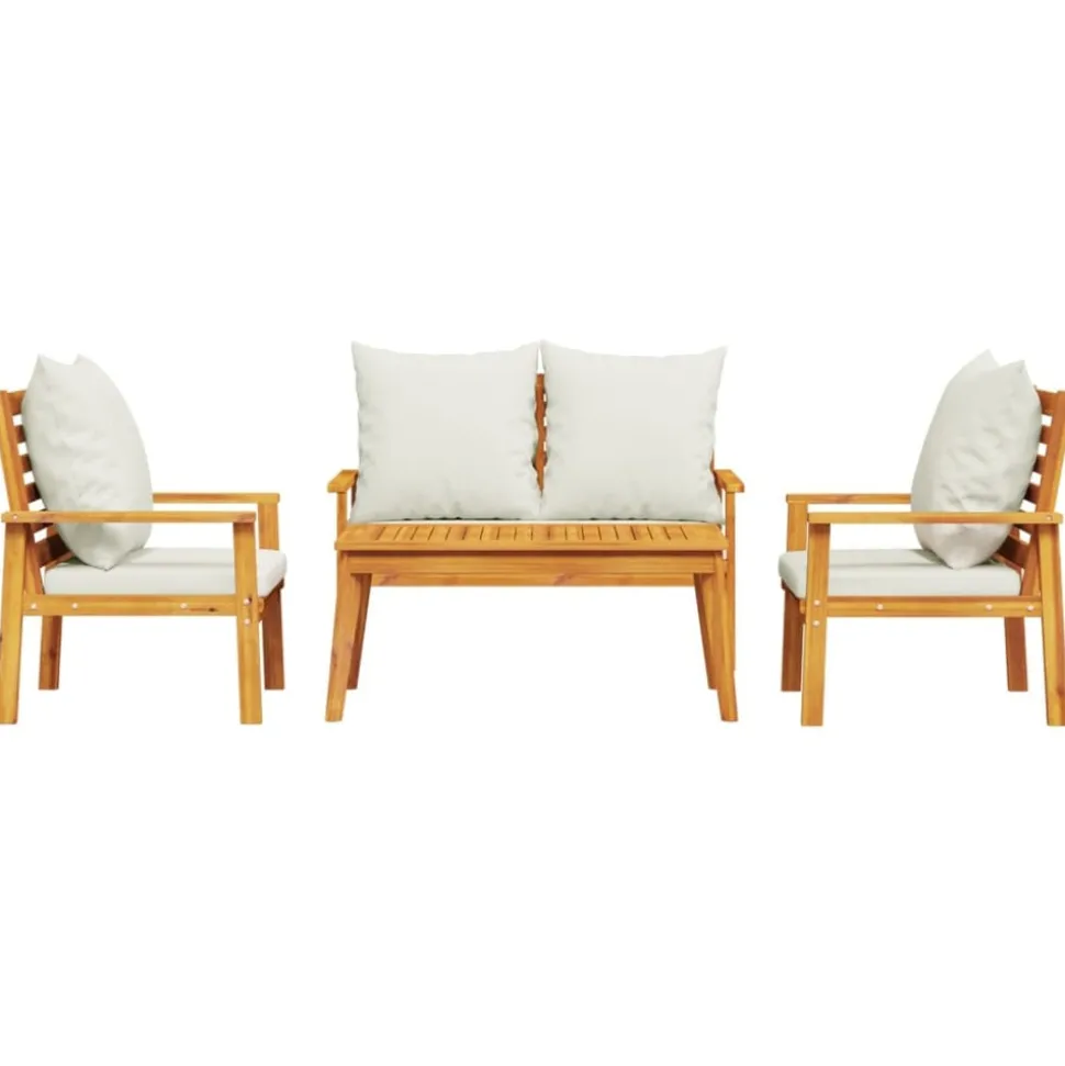 MAISON EXCLUSIVE - Salon de jardin 4 pcs avec coussins bois d'acacia solide