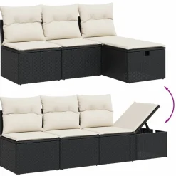 MAISON EXCLUSIVE - Salon de jardin 7 pcs avec coussins noir résine tressée
