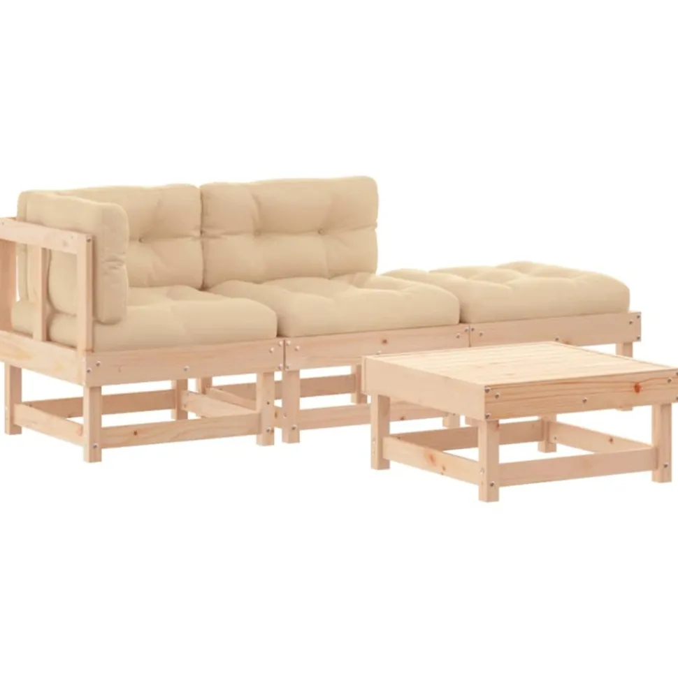 MAISON EXCLUSIVE - Salon de jardin 4 pcs avec coussins bois massif