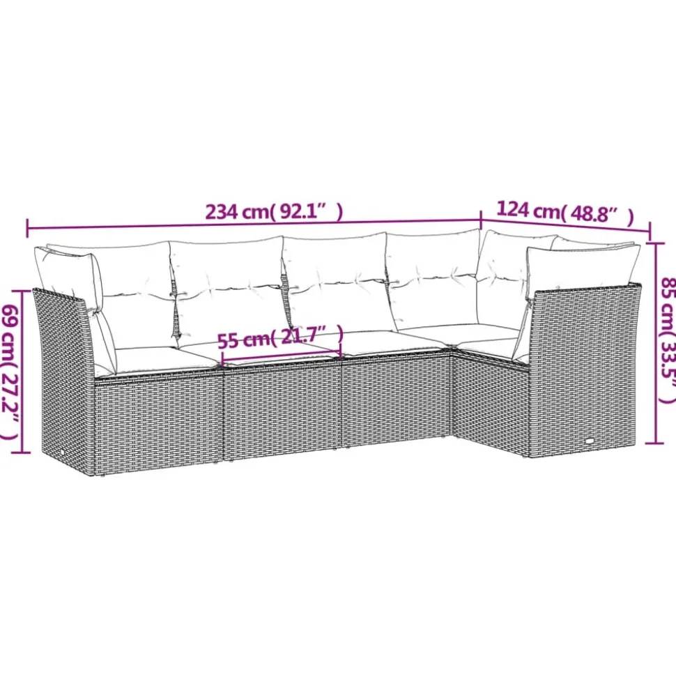 MAISON EXCLUSIVE - Salon de jardin avec coussins 5 pcs beige résine tressée