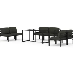 MAISON EXCLUSIVE - Salon de jardin 7 pcs avec coussins aluminium anthracite