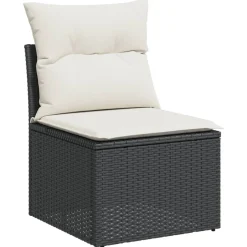 MAISON EXCLUSIVE - Salon de jardin 8 pcs avec coussins noir résine tressée