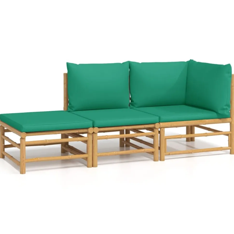MAISON EXCLUSIVE - Salon de jardin 3 pcs avec coussins vert bambou