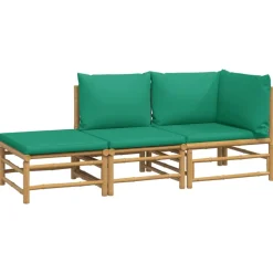 MAISON EXCLUSIVE - Salon de jardin 3 pcs avec coussins vert bambou