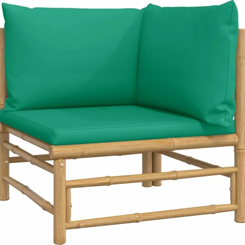 MAISON EXCLUSIVE - Salon de jardin 3 pcs avec coussins vert bambou