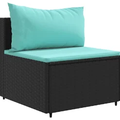 MAISON EXCLUSIVE - Salon de jardin 9 pcs avec coussins noir résine tressée
