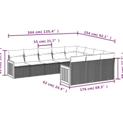 MAISON EXCLUSIVE - Salon de jardin avec coussins 10 pcs beige résine tressée