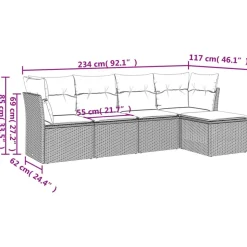 MAISON EXCLUSIVE - Salon de jardin avec coussins 5 pcs marron résine tressée