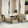 MAISON EXCLUSIVE - Salon de jardin avec coussins 7 pcs beige résine tressée
