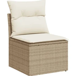 MAISON EXCLUSIVE - Salon de jardin avec coussins 7 pcs beige résine tressée