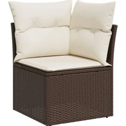 MAISON EXCLUSIVE - Salon de jardin 8 pcs avec coussins marron résine tressée