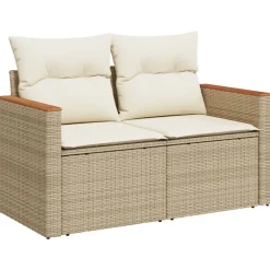 MAISON EXCLUSIVE - Salon de jardin avec coussins 6 pcs beige résine tressée