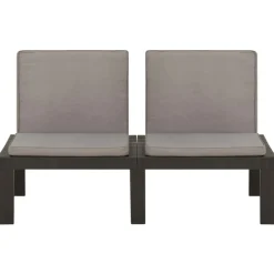 MAISON EXCLUSIVE - Salon de jardin 3 pcs avec coussins plastique gris
