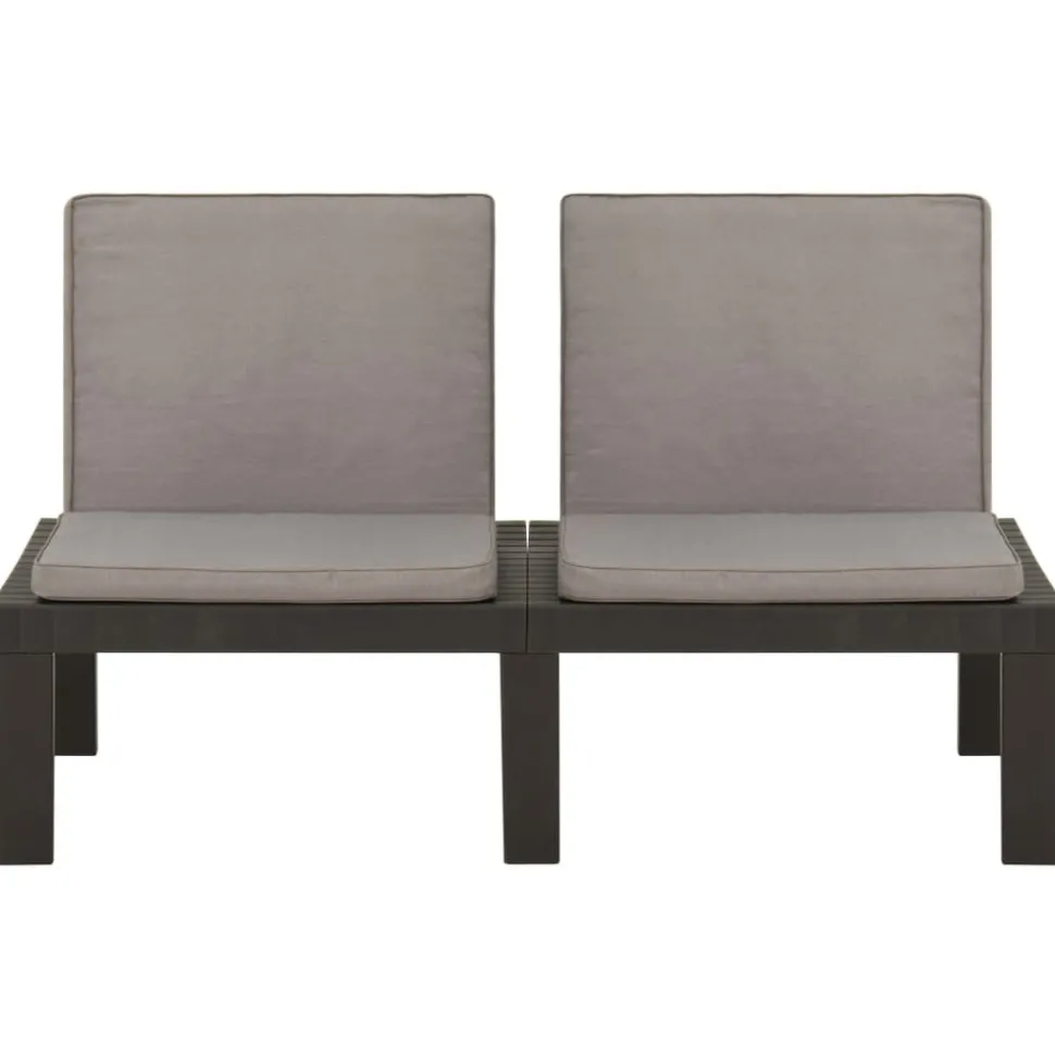 MAISON EXCLUSIVE - Salon de jardin 3 pcs avec coussins plastique gris