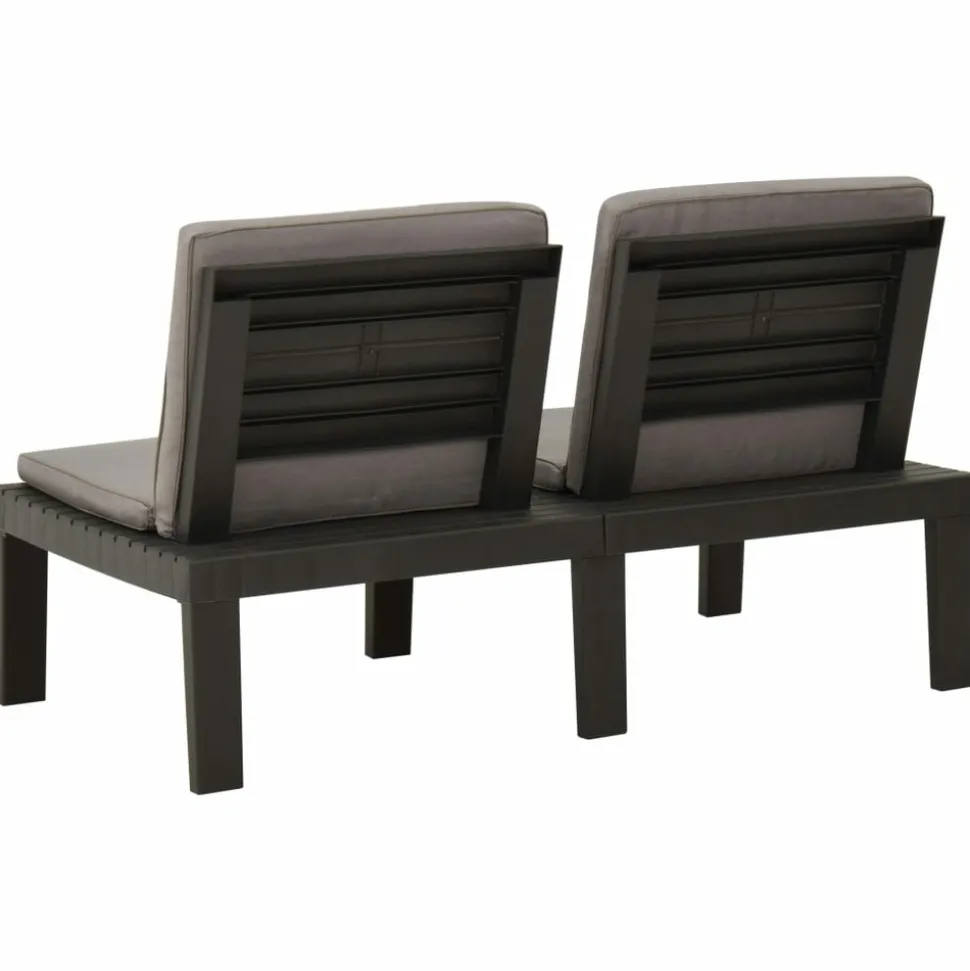 MAISON EXCLUSIVE - Salon de jardin 3 pcs avec coussins plastique gris