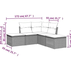MAISON EXCLUSIVE - Salon de jardin 5 pcs avec coussins noir résine tressée