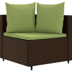 MAISON EXCLUSIVE - Salon de jardin 8 pcs avec coussins marron résine tressée