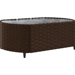 MAISON EXCLUSIVE - Salon de jardin 8 pcs avec coussins marron résine tressée