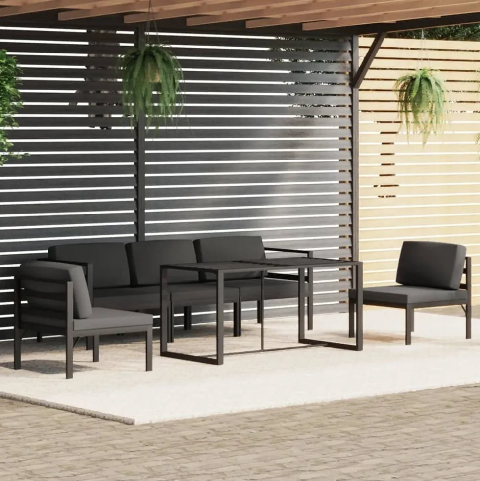 MAISON EXCLUSIVE - Salon de jardin 6 pcs avec coussins aluminium anthracite